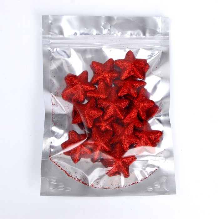 Фигурка для поделок и декора &laquo;Звезда&raquo;, набор 15 шт, размер 1 шт: 3,5&times;3,5&times;2 см, цвет красный