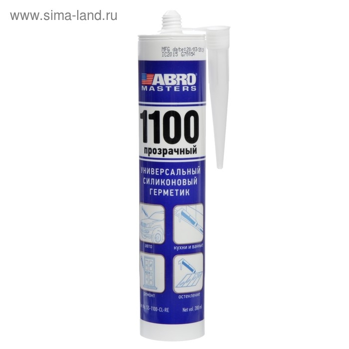 Герметик силиконовый 1100 ABRO MASTERS прозрачный, 280 мл, SS-1100-CL Герметик силиконовый 1100 ABRO MASTERS прозрачный, 280 мл, SS-1100-CL
