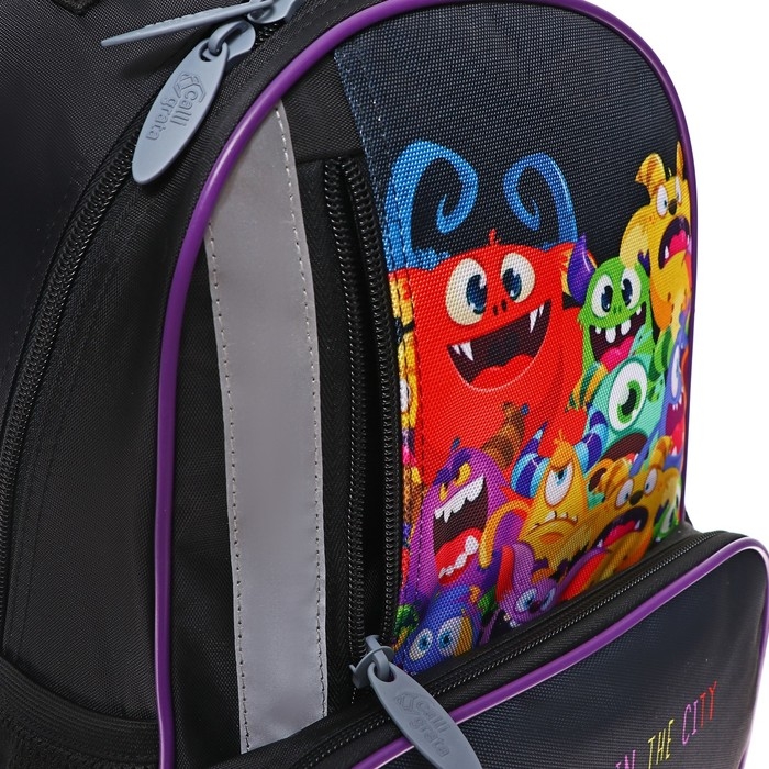 Рюкзак школьный, 37 х 26 х 13 см, эргономичная спинка, Calligrata ОРТ "Монстрики"