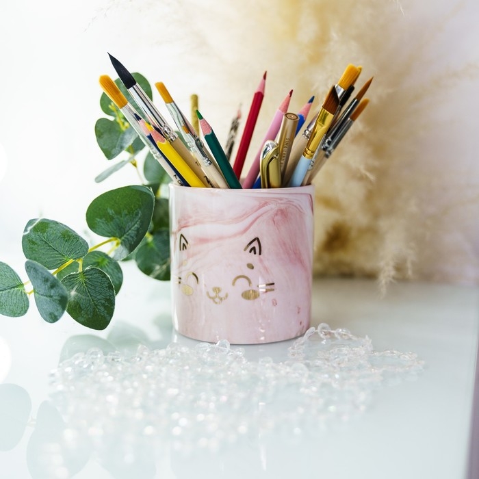 Кашпо для цветов с тиснением, &laquo;Котёнок&raquo;, 10 х 10 см