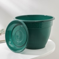 Горшок для цветов с поддоном &laquo;Антик&raquo;, 1.6 л, d=17 см, пластиковый, цвет малахит