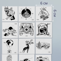 Татуировка на тело чёрная "Путешествие" набор 12 шт 6х6 см Татуировка на тело чёрная "Путешествие" набор 12 шт 6х6 см