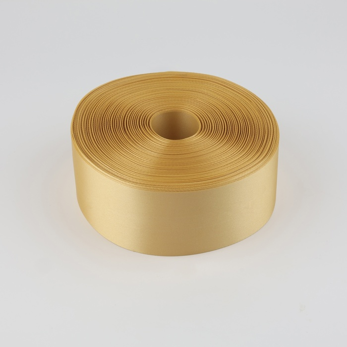 Лента атласная, 50 мм &times; 100 &plusmn; 5 м, цвет светло-золотой