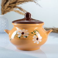 Горшок керамический для запекания "Русский" 0,95л / 14х15см, ромашка