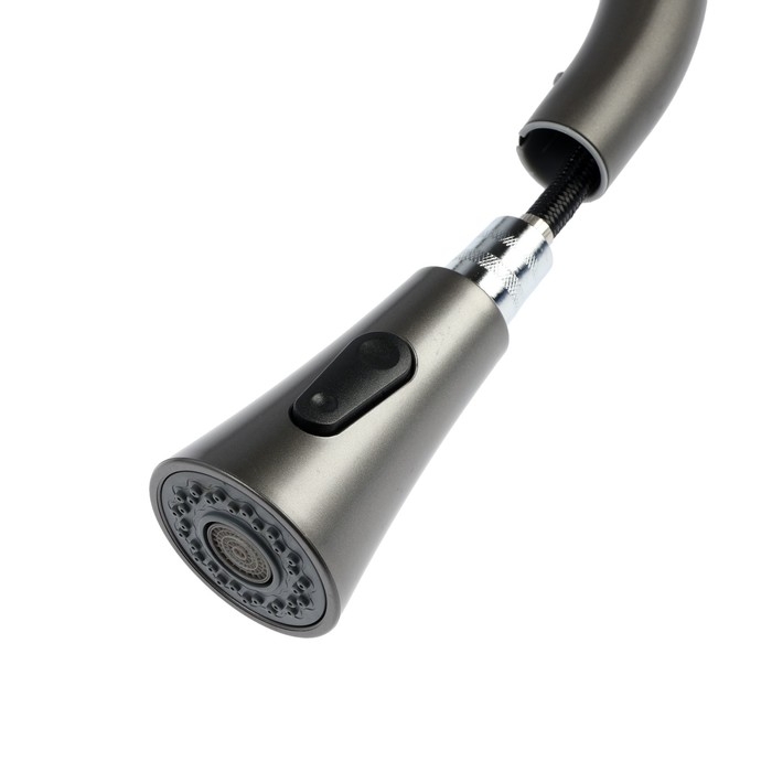 Смеситель для кухни ZEIN Z3709, вытяжной излив, аэратор 2 режима, ABS-пластик, графит Смеситель для кухни ZEIN Z3709, вытяжной излив, аэратор 2 режима, ABS-пластик, графит