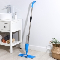 Швабра для мытья пола с распылителем и щёткой Доляна, насадка из микрофибры 42&times;14 см, стальная ручка 120 см, цвет МИКС