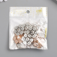 Декор для творчества пластик, стразы "Золотой цветок с бусиной" набор 10 шт 3х3 см