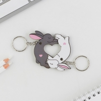 Брелок для ключей парный &laquo;Зайчики&raquo;, деревянный, 9 х 15 см