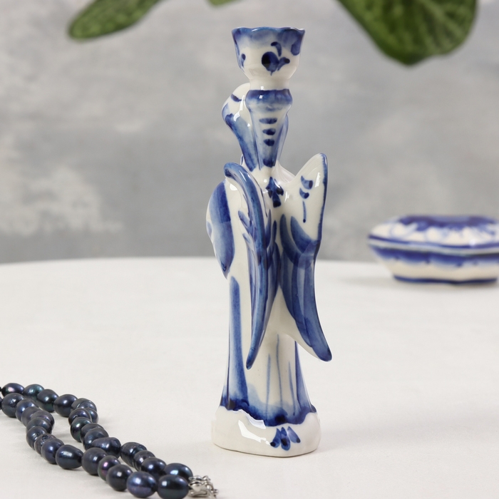 Сувенир &laquo;Ангел подсвечник&raquo;, большой, 15х3,5 см, гжель