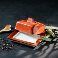 Маслёнка керамическая &laquo;Сапфир&raquo;, 16&times;12,5&times;7 см, цвет оранжевый