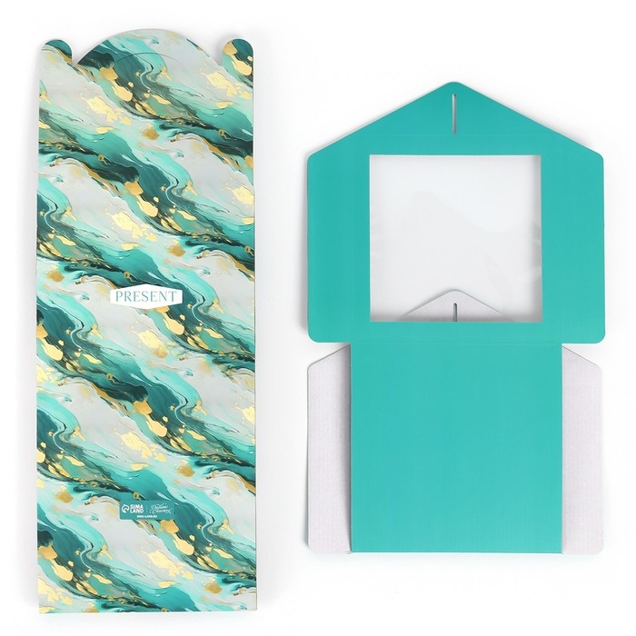 Коробка кондитерская с окном, сундук, &laquo;Мрамор&raquo;, 20 х 20 х 20 см