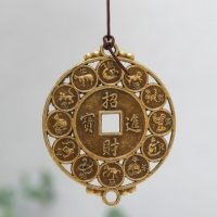 Музыка ветра металл "Дракон на монете" 3 колокольчика 45 см