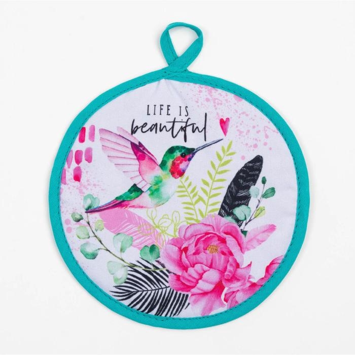 Набор кухонный &laquo;Love your live&raquo;: варежка-прихватка 20х28 см, прихватка 17х17 см, 35% х/л, 65% п/э