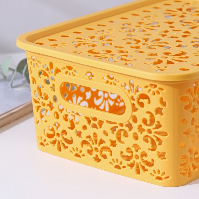 Контейнер для хранения с крышкой &laquo;Узор&raquo;, пластик, 25&times;19&times;10 см, цвет МИКС