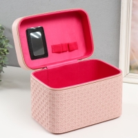 Шкатулка кожзам с зеркалом "Вязка. Розовый" набор 3 шт 21х13,5х13;18,5х10,5х10;16,5х15х23 см Шкатулка кожзам с зеркалом "Вязка. Розовый" набор 3 шт 21х13,5х13;18,5х10,5х10;16,5х15х23 см