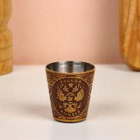 Набор стопок &laquo;Герб России&raquo;, 4 шт, в тубусе, 4,5&times;4,5&times;9 см, береста