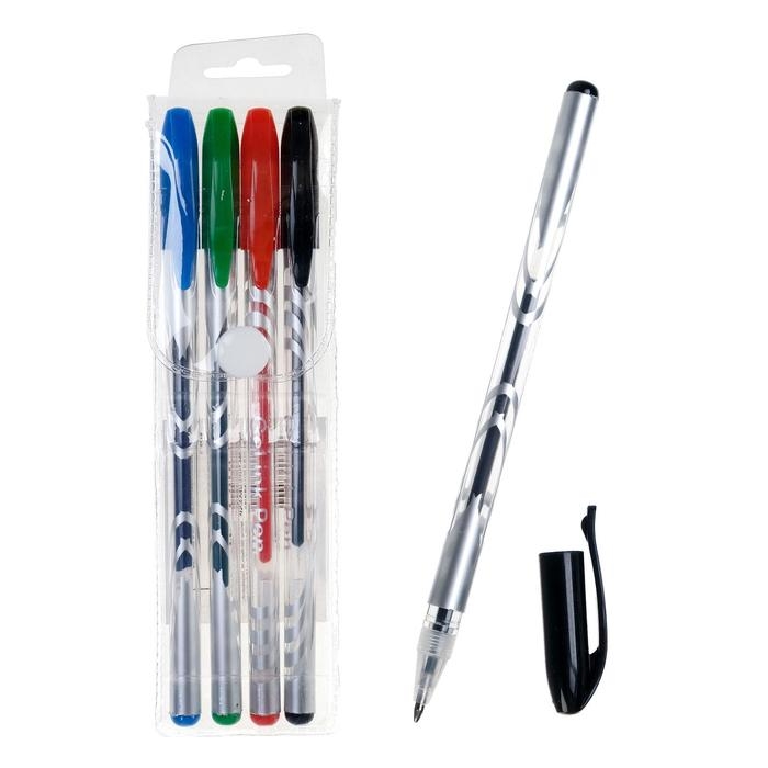 Набор гелевых ручек, 4 цвета: синий, чёрный, красный, зелёный Набор гелевых ручек, 4 цвета: синий, чёрный, красный, зелёный