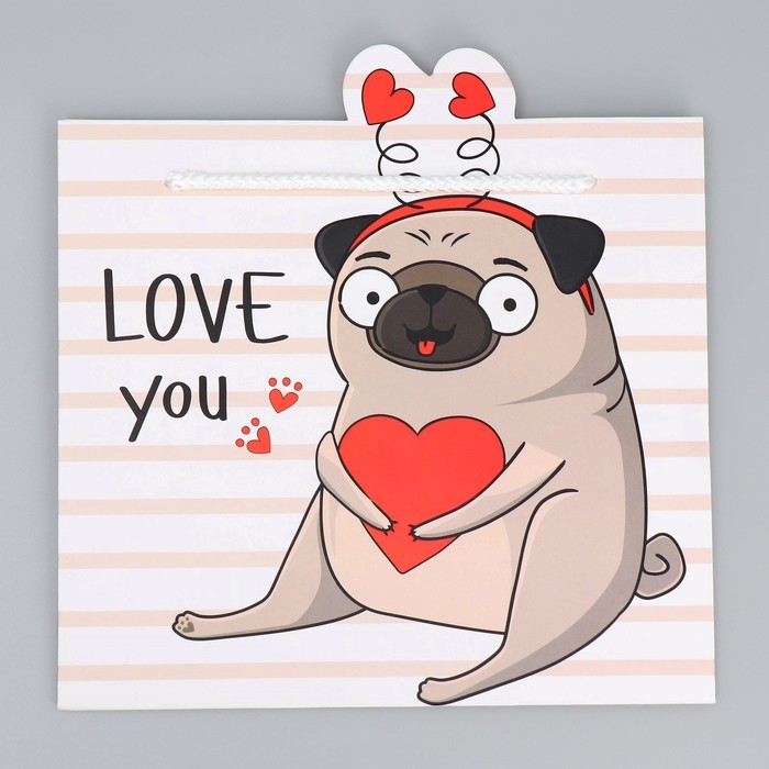 Пакет подарочный, упаковка, &laquo;Love you&raquo;, 25 х 26 х 10 см