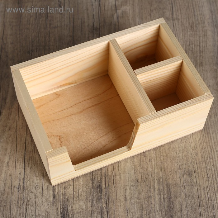 Подставка "Прямоугольник" из СОСНЫ, с 3мя отсеками, 15&times;23&times;8,5 см