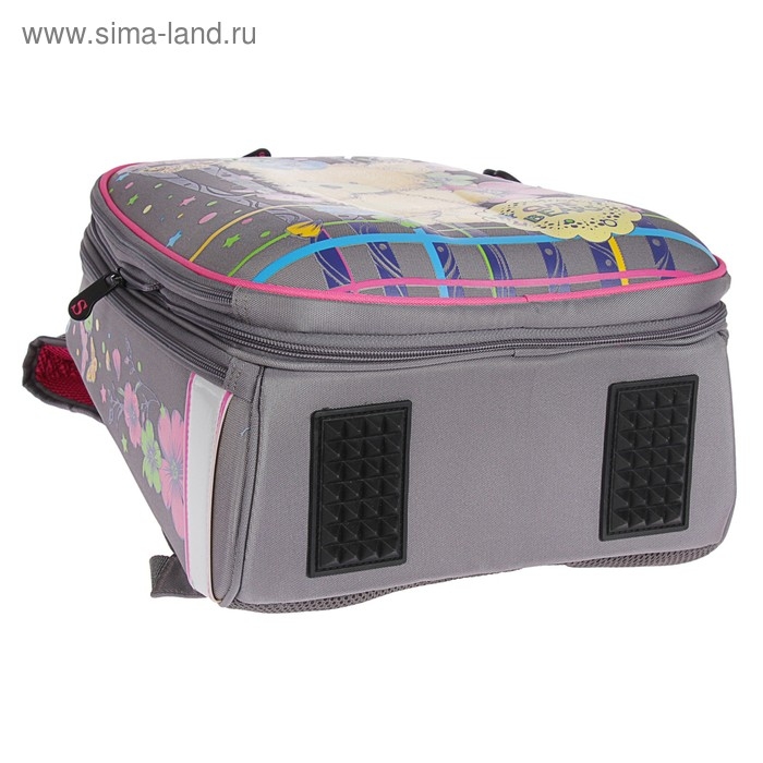 Рюкзак каркасный школьный 36 х 28 х 16 см, эргономичная спинка, Stavia "Мишка", серый