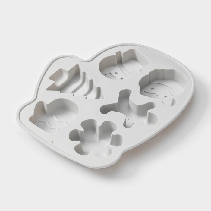 Форма для выпечки новогодняя Доляна &laquo;Новогодняя варежка&raquo;, силикон, 6 ячеек, 24&times;20,5&times;2,5 см, цвет серый