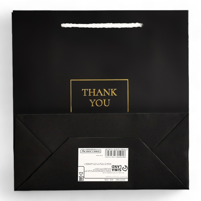 Пакет подарочный крафт "THANK YOU", фольгированный 22,5 х 23 х 10 см