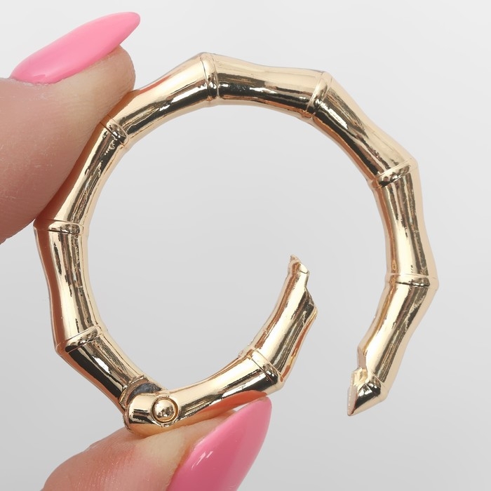 Кольцо-карабин &laquo;Бамбук&raquo;, d = 32/44 мм, толщина - 4 мм, 5 шт, цвет золотой