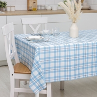 Клеёнка на стол Доляна &laquo;Клеточка&raquo;, на нетканой основе, ширина 137 см, толщина 0,2 мм, рулон 20 м, цвет голубой