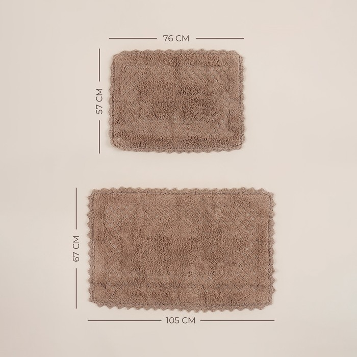 Коврики для ванной SL Home, 2 шт: 50×70 см, 60×100 см, цвет кремовый Коврики для ванной SL Home, 2 шт: 50×70 см, 60×100 см, цвет кремовый