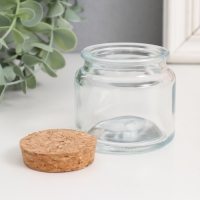 Банка для свечей стекло с пробкой "Прозрачная" 100 мл 6,5х6,5х6,5 см Банка для свечей стекло с пробкой "Прозрачная" 100 мл 6,5х6,5х6,5 см
