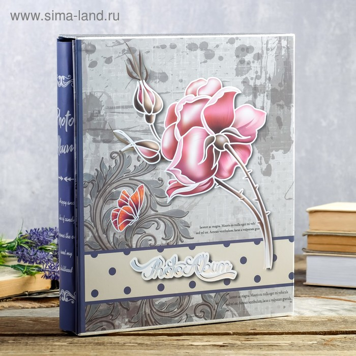 Фотоальбом на 400 фото 10х15 см "Букет на сером" в коробке, МИКС 33,5х28х5,5 см