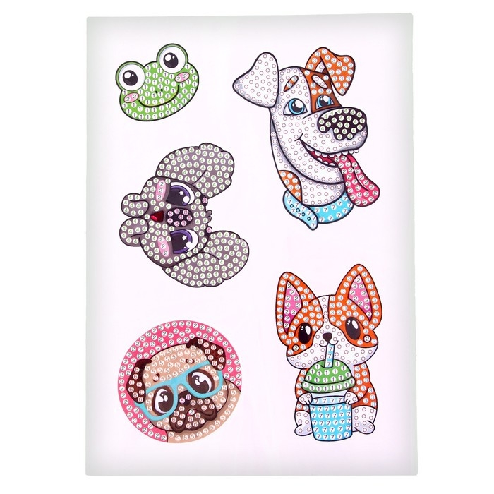 Алмазная мозаика-стикер с частичным заполнением для детей «Веселые животные» Алмазная мозаика-стикер с частичным заполнением для детей «Веселые животные»