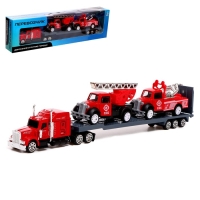 Грузовик металлический &laquo;Пожарная служба&raquo;, инерционный, с 2 машинками