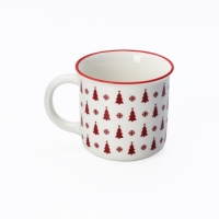 Кружка фарфоровая Доляна &laquo;Ёлочки&raquo;, 380 мл, цвет белый