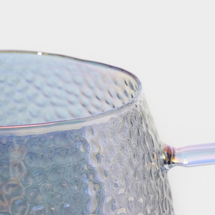 Кружка стеклянная с крышкой и ложкой Magistro &laquo;Диамант&raquo;, 450 мл, цвет перламутровый