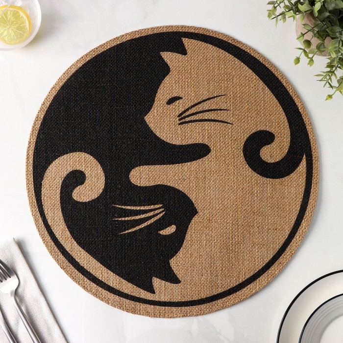 Салфетка сервировочная на стол &laquo;Инь и ян&raquo;, 38&times;38 см