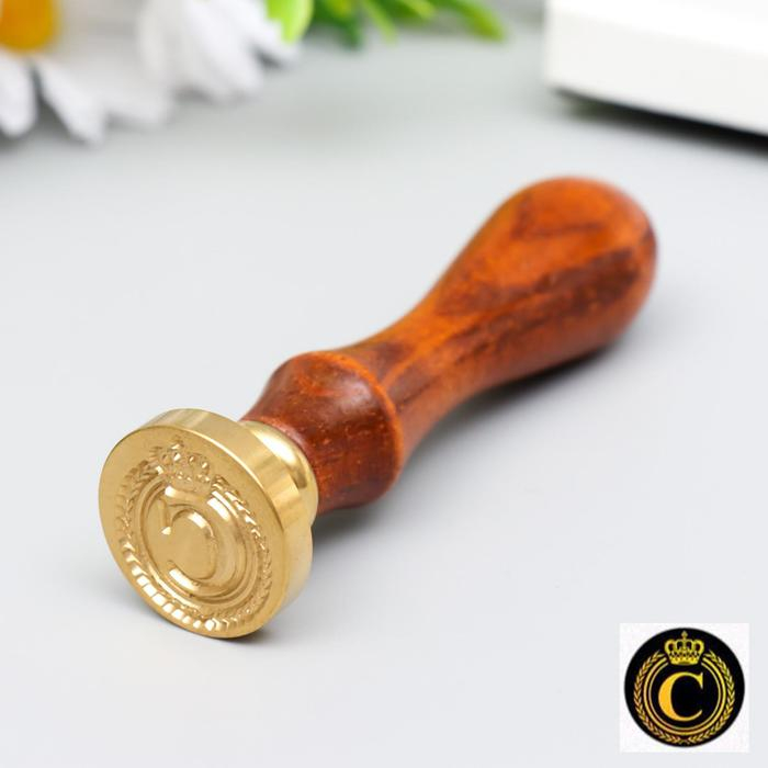 Печать для сургуча с деревянной ручкой Печать для сургуча с деревянной ручкой "Корона с буквой C" 9х2,5х2,5 см