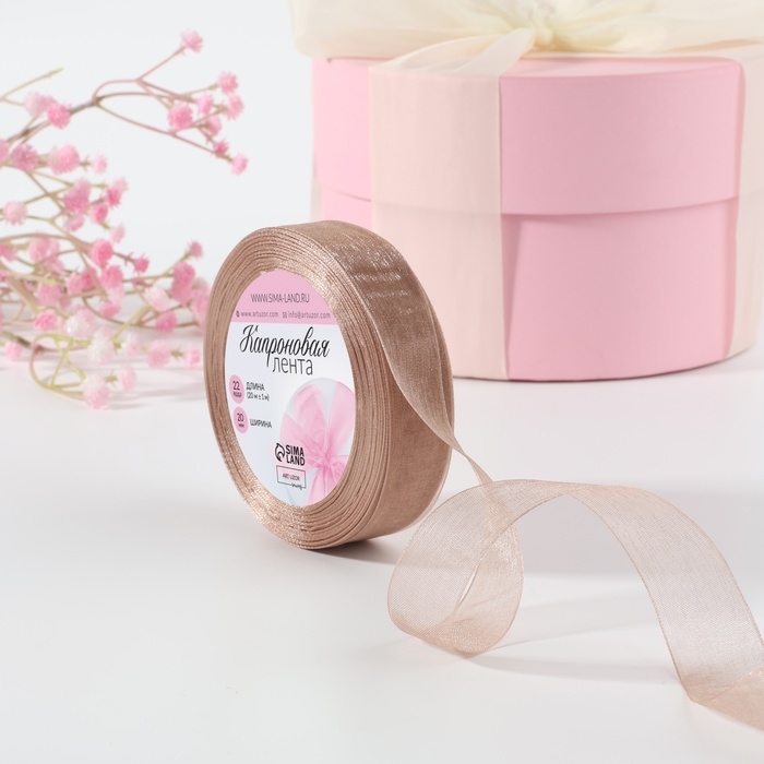 Лента капроновая, 20 мм, 20 &plusmn; 1 м, цвет бежевый №160