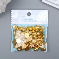 Декор для творчества пластик "Полужемчужина золотистая" набор 100 шт 1х1х0,3 см Декор для творчества пластик "Полужемчужина золотистая" набор 100 шт 1х1х0,3 см