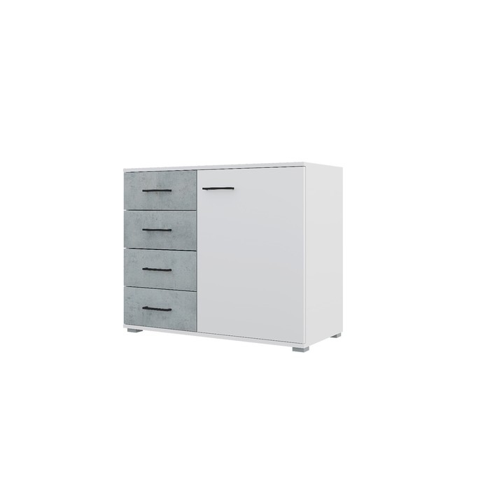 Спальный гарнитур Бостон, Кровать 1600, Комод, 2 тумбы, Шкаф 1200, Белый/Бетон