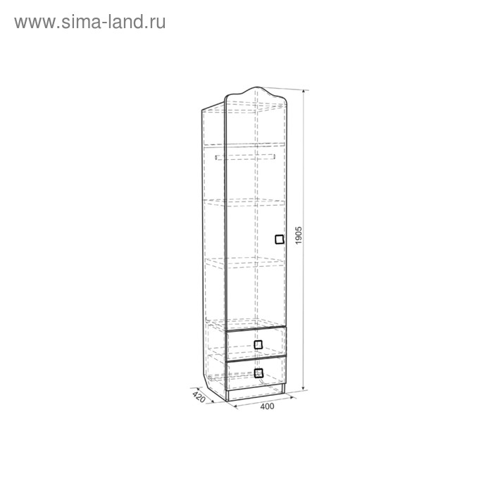 Шкаф комбинированный 1 ств Фэнтези, 400х420х1905, Белый рамух