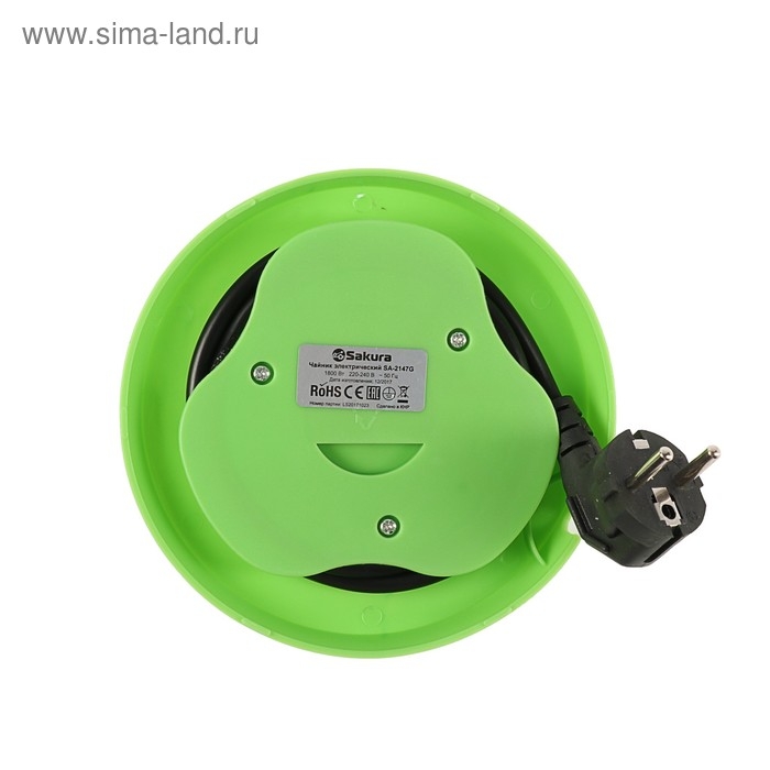 Чайник электрический Sakura SA-2147G, металл, 1.8 л, 1800 Вт, зеленый Чайник электрический Sakura SA-2147G, металл, 1.8 л, 1800 Вт, зеленый