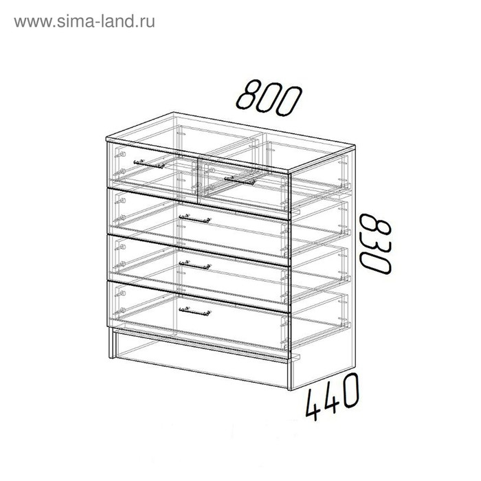 Комод Эра, 800 × 830 × 440, Ясень шимо светлый/Ясень шимо темный Комод Эра, 800 × 830 × 440, Ясень шимо светлый/Ясень шимо темный