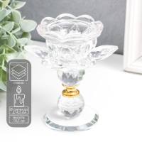 Подсвечник стекло на1 свечу "Цветок" на шариках с золотом d=2 и 4,5 см 10х10х10,5 см