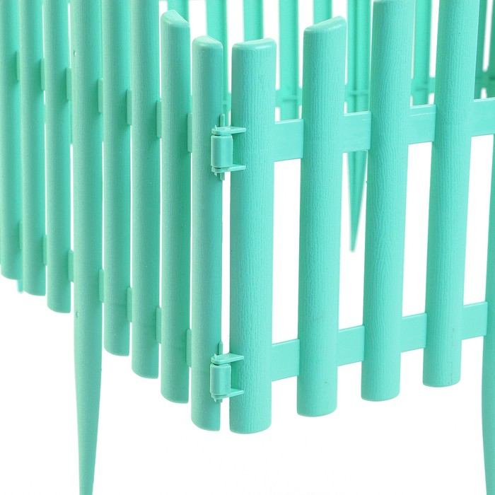 Ограждение декоративное, 30 &times; 300 см, 5 секций, пластик, бирюзовое, Greengo