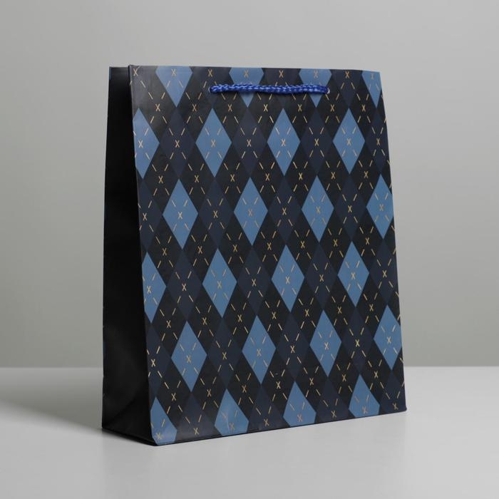 Пакет подарочный ламинированный, упаковка, &laquo;Клетка&raquo;, ML 21 х 25 х 8 см