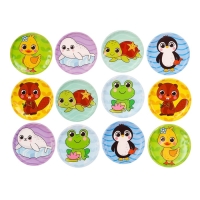 Мемо-игра: развивающие наклейки - присоски многоразовые для игры в ванной &laquo;Забавные животные&raquo;, найди пару, 6 пар, 12 стикеров EVA, Крошка Я