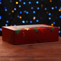 Новый год. Коробка складная, кондитерская упаковка с окном "С Новым Годом!", 25 х 15 х 7 см Новый год. Коробка складная, кондитерская упаковка с окном "С Новым Годом!", 25 х 15 х 7 см