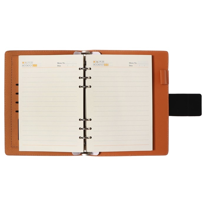 Органайзер на кольцах А5, 80 листов, кожзам, линия, с хлястиком, черный Органайзер на кольцах А5, 80 листов, кожзам, линия, с хлястиком, черный