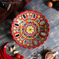 Фруктовница Риштанская Керамика "Цветы", 23 см, красная Фруктовница Риштанская Керамика "Цветы", 23 см, красная